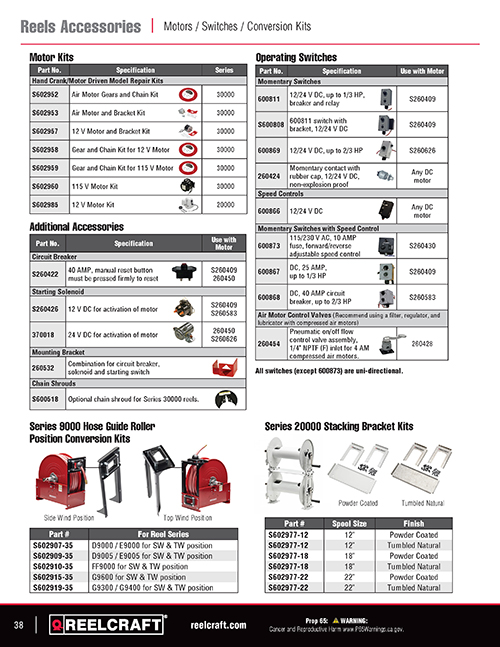 Cataolog page 38 Power and Light Cord reels